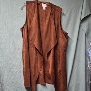 Womens Chico's Brown Sleeveless Polyester Vest Size 2